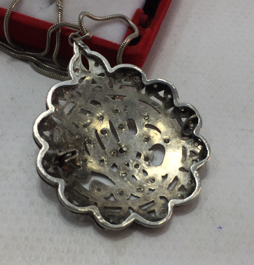 OSMANLI DÖNEMİ BEKTAŞİ İŞİ ÜZERİ ELMAS TAŞLI 12 KÖŞELİ BÜYÜK BOY MURASSA KOLYE