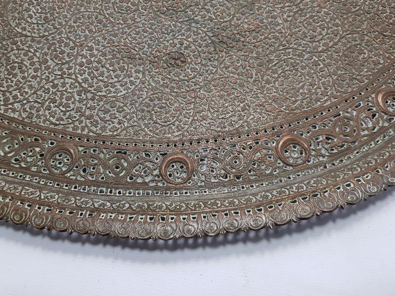 OSMANLI DÖNEMİ FUL KALEM İŞÇİLİKLİ HİLAL GÖRSELLİ BÜYÜK BOY NADİR BAKIR TEPSİ