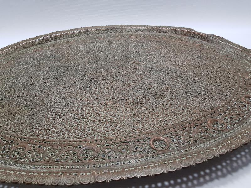 OSMANLI DÖNEMİ FUL KALEM İŞÇİLİKLİ HİLAL GÖRSELLİ BÜYÜK BOY NADİR BAKIR TEPSİ