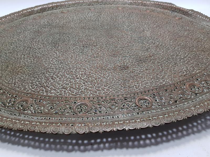 OSMANLI DÖNEMİ FUL KALEM İŞÇİLİKLİ HİLAL GÖRSELLİ BÜYÜK BOY NADİR BAKIR TEPSİ