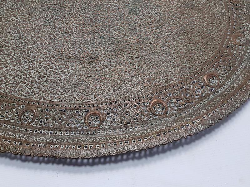 OSMANLI DÖNEMİ FUL KALEM İŞÇİLİKLİ HİLAL GÖRSELLİ BÜYÜK BOY NADİR BAKIR TEPSİ