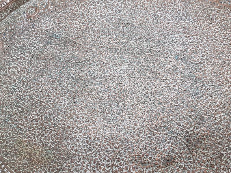 OSMANLI DÖNEMİ FUL KALEM İŞÇİLİKLİ HİLAL GÖRSELLİ BÜYÜK BOY NADİR BAKIR TEPSİ