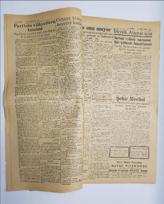 ATATÜRK'ÜN VEFAT HABERLERİ -16 KASIM 1938 KURUN GAZETESİ 