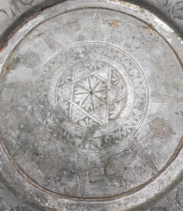 OSMANLI DÖNEMİ DAVUT YILDIZI VE HARİKA DESENLERİYLE BAKIR TABAK 