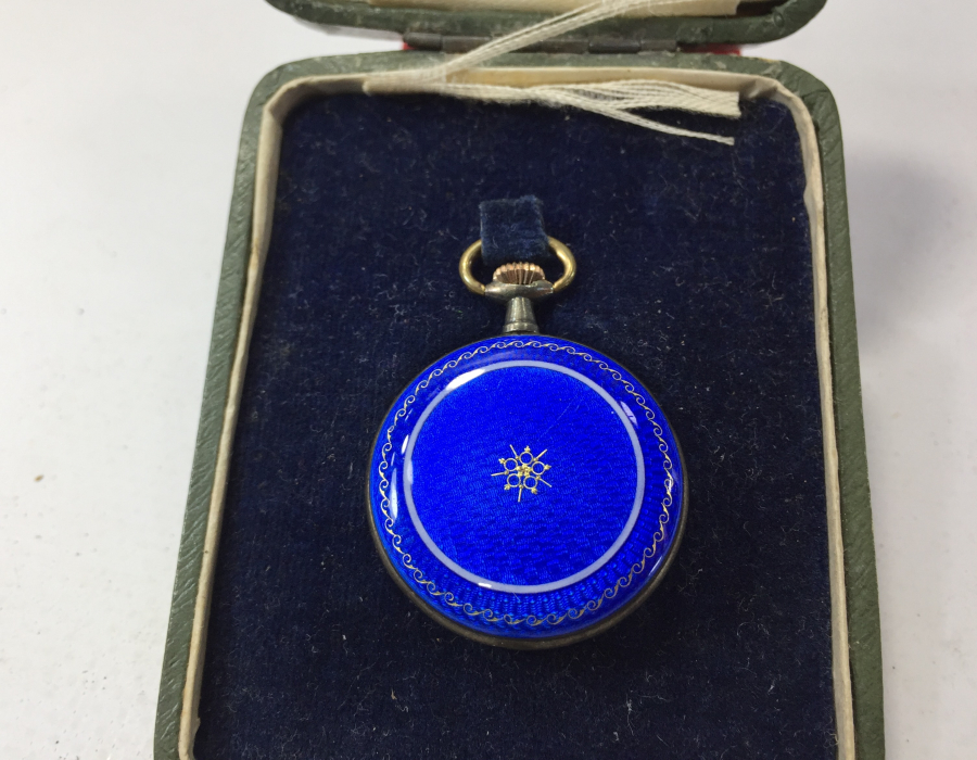 OSMANLI DÖNEMİ ORJİNAL KUTUSUNDA RUM İŞİ MİNELİ CEP SAATİ