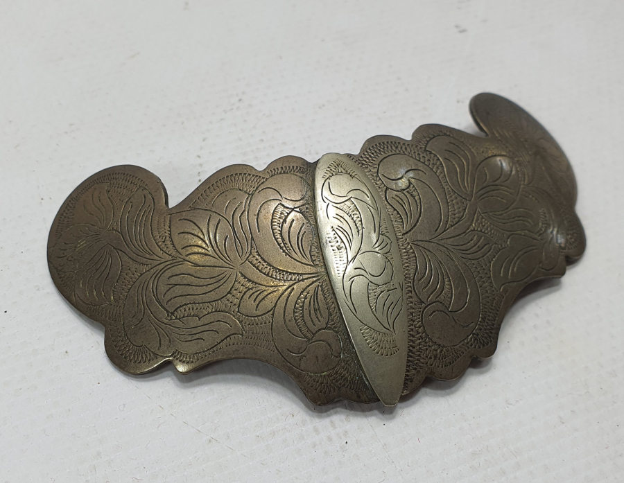 OSMANLI DÖNEMİ TAMAMI KALEM İŞÇİLİKLİ GÜMÜŞ KEMER TOKASI