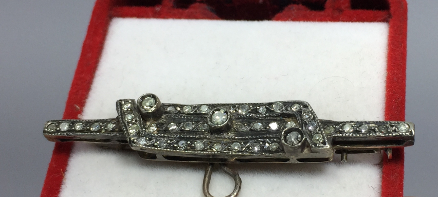 OSMANLI DÖNEMİ ÜZERİ ELMAS TAŞLARLA SÜSLÜ ÇOK NADİR CEP SAATİ BROŞU