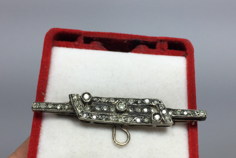 OSMANLI DÖNEMİ ÜZERİ ELMAS TAŞLARLA SÜSLÜ ÇOK NADİR CEP SAATİ BROŞU