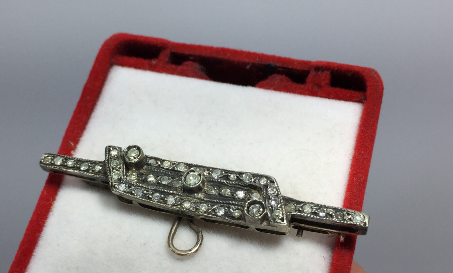 OSMANLI DÖNEMİ ÜZERİ ELMAS TAŞLARLA SÜSLÜ ÇOK NADİR CEP SAATİ BROŞU