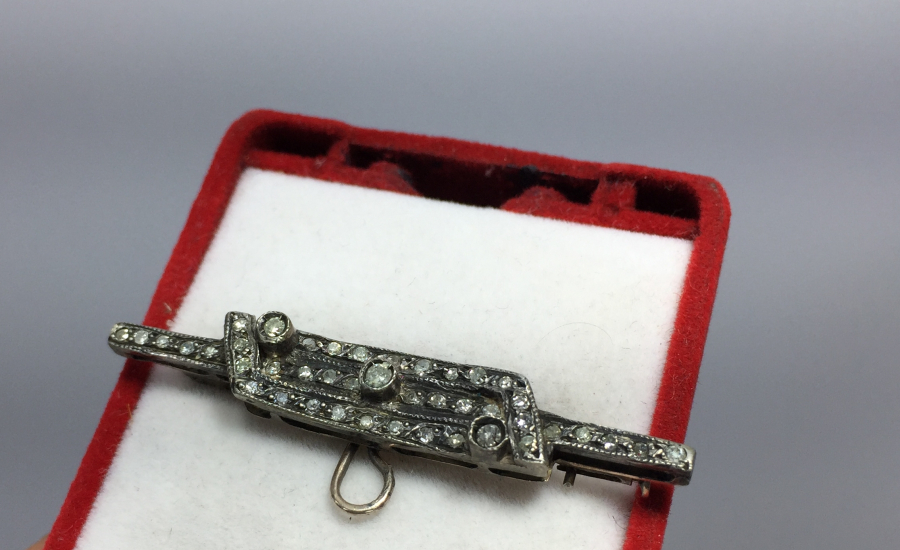 OSMANLI DÖNEMİ ÜZERİ ELMAS TAŞLARLA SÜSLÜ ÇOK NADİR CEP SAATİ BROŞU