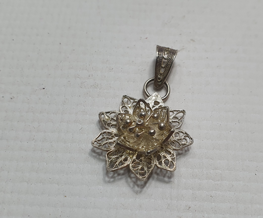 TELKARİ İŞÇİLİKLİ GÜMÜŞ KOLYE UCU