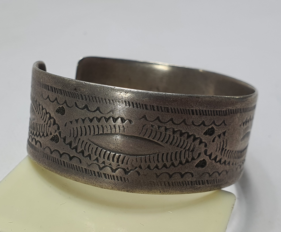 OSMANLI DÖNEMİ İÇİ USTA DAMGALI ERMENİ İŞİ GÜMÜŞ NAZAR BİLEKLİĞİ