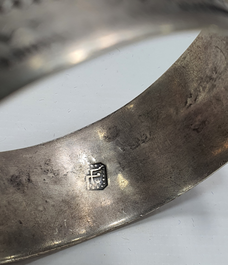 OSMANLI DÖNEMİ İÇİ USTA DAMGALI ERMENİ İŞİ GÜMÜŞ NAZAR BİLEKLİĞİ