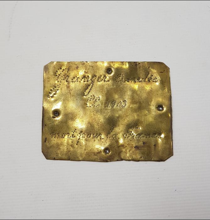 1903 TARİHLİ PİRİNÇ PLAKA 