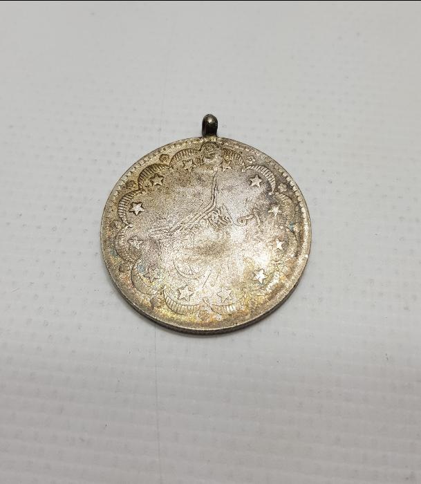 OSMANLI GÜMÜŞ 20 KURUŞ MECİDİYE KOLYE UCU 