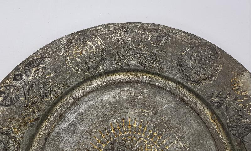 OSMANLICA YAZILI, DAVUT YILDIZI VE HARİKA DESENLERİYLE BAKIR TABAK 