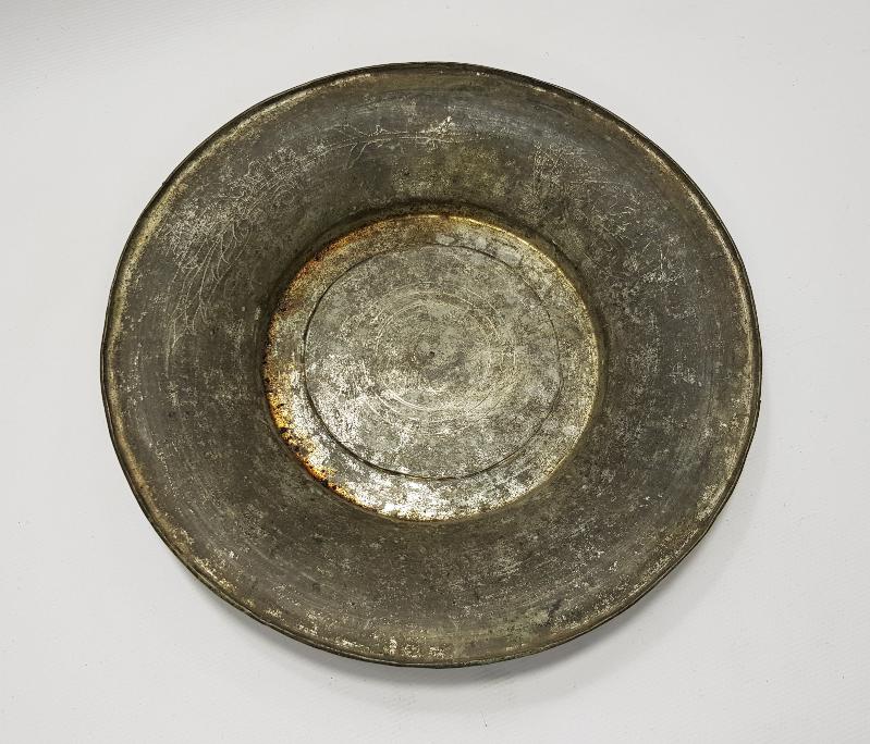 OSMANLI DÖNEMİ SAZ TUĞRALI DEVLET ERKANINA AİT BAKIR TABAK 