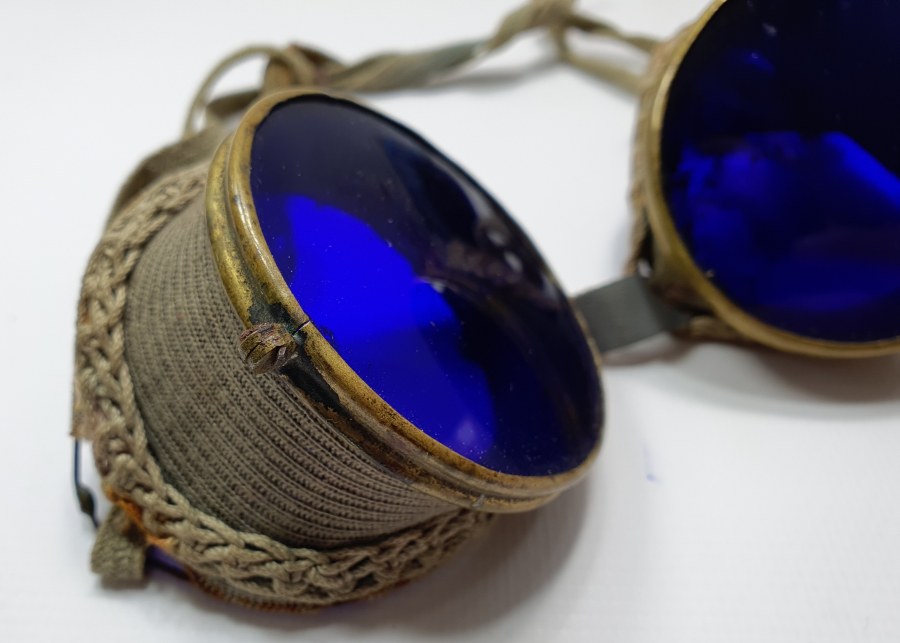 1920 LERDEN MAVİ CAMLI NADİR MOTOSİKLETÇİ GÖZLÜĞÜ