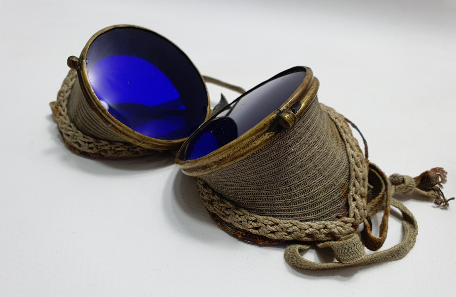 1920 LERDEN MAVİ CAMLI NADİR MOTOSİKLETÇİ GÖZLÜĞÜ