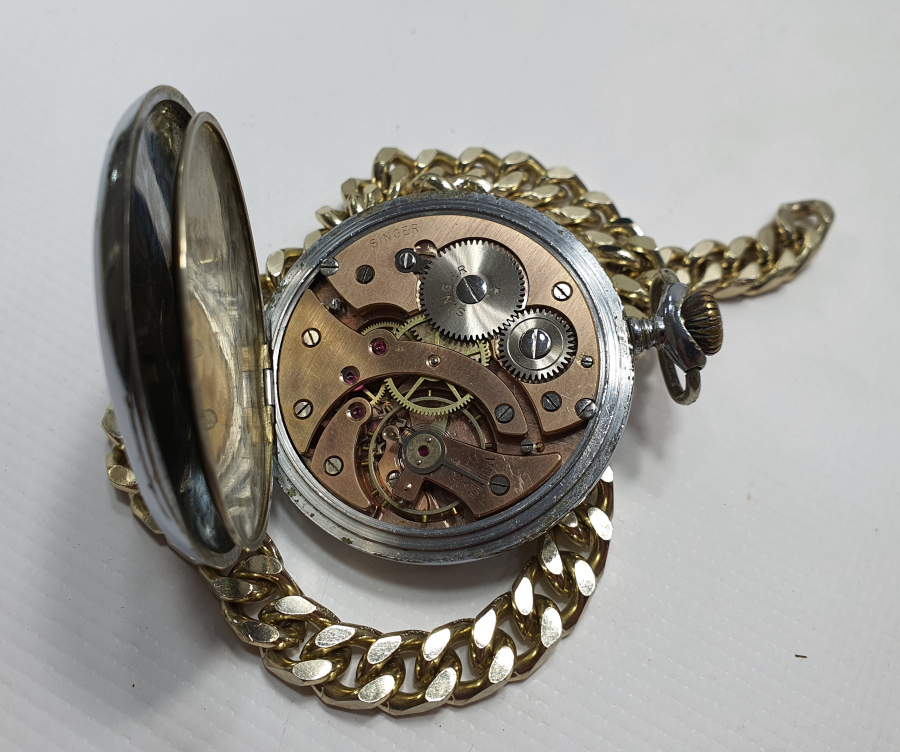 ÇOK NADİR GÜMÜŞ KADRAN SİNGER CEP SAATİ