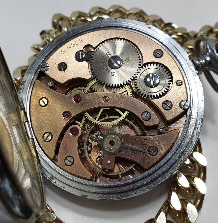 ÇOK NADİR GÜMÜŞ KADRAN SİNGER CEP SAATİ