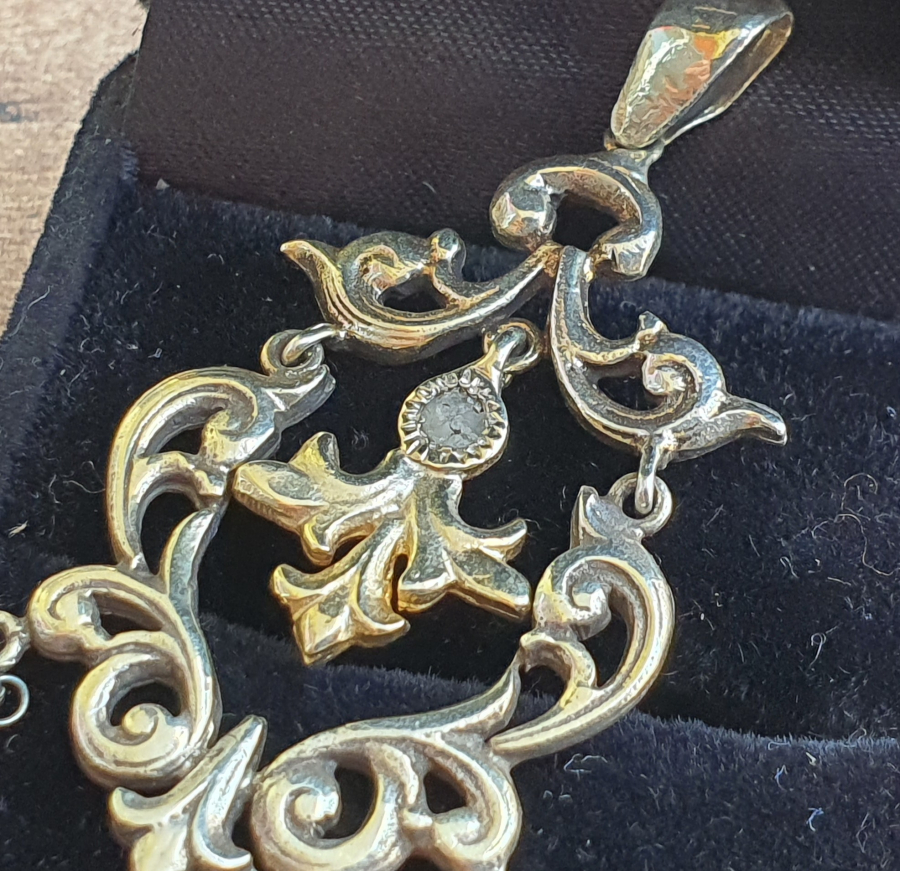 ELMAS İNCİ VE YAKUT TAŞLARLA SÜSLÜ ÖZEL YAPIM ANTİKA KOLYE