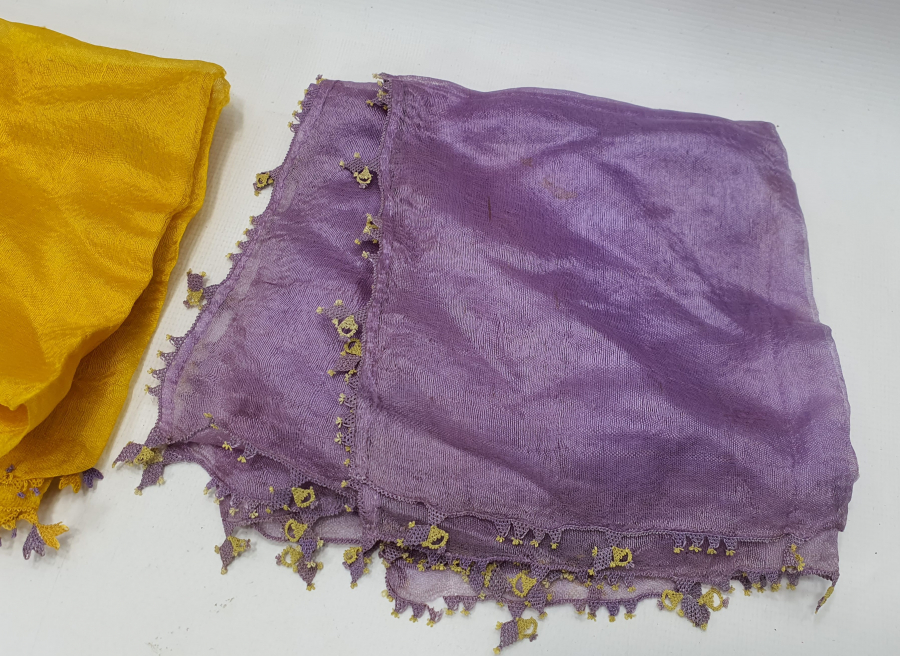 OSMANLI DÖNEMİ 2 ADET İĞNE OYALI İPEK KEFİYE