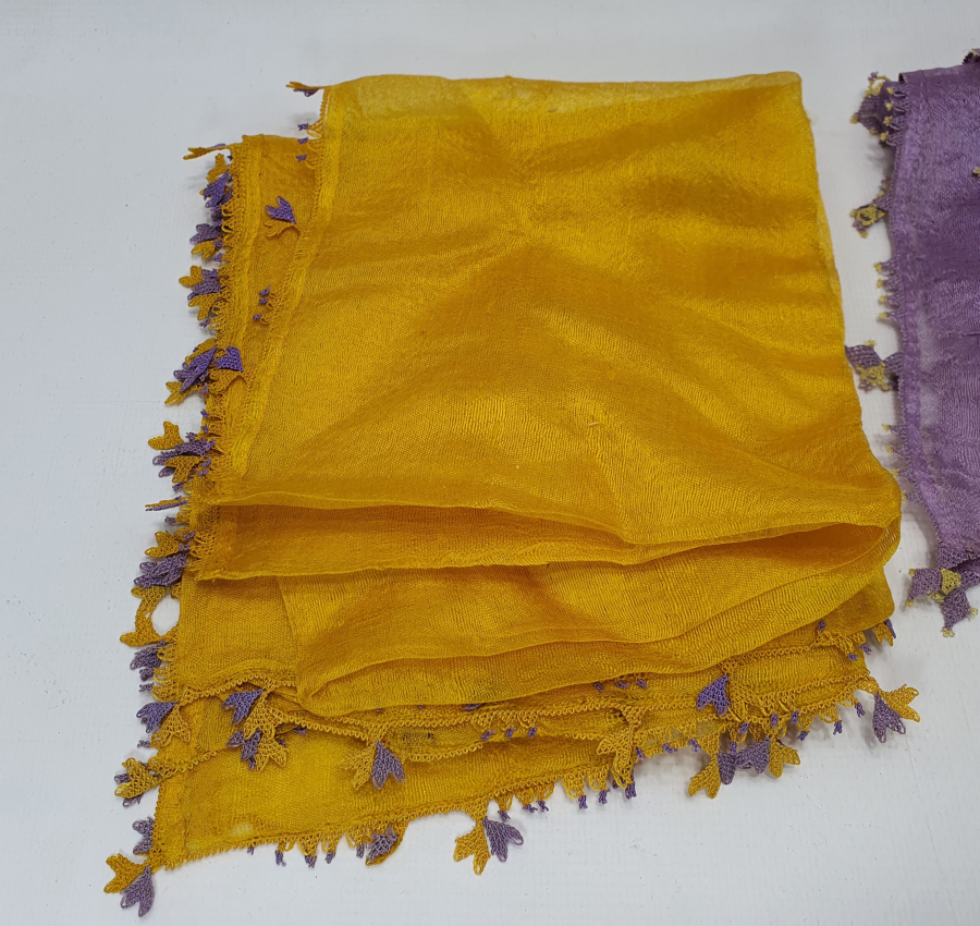 OSMANLI DÖNEMİ 2 ADET İĞNE OYALI İPEK KEFİYE