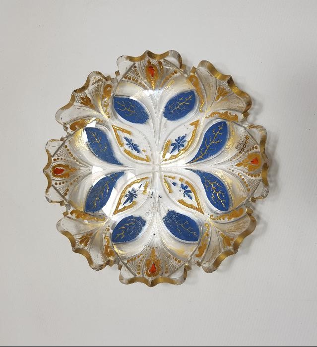 OSMANLI DÖNEMİ ALTIN YALDIZLI KRİSTAL CAM TABAK 