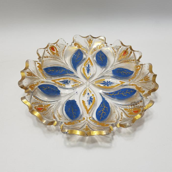 OSMANLI DÖNEMİ ALTIN YALDIZLI KRİSTAL CAM TABAK 