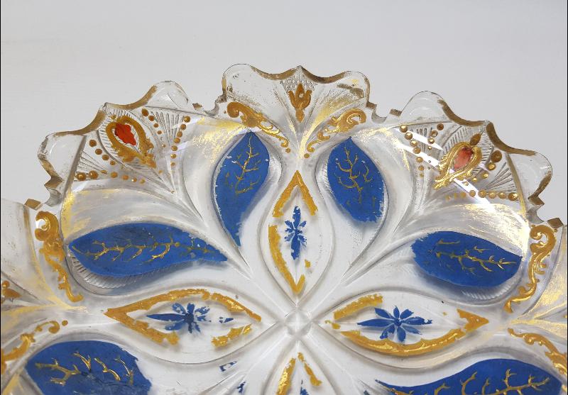 OSMANLI DÖNEMİ ALTIN YALDIZLI KRİSTAL CAM TABAK 