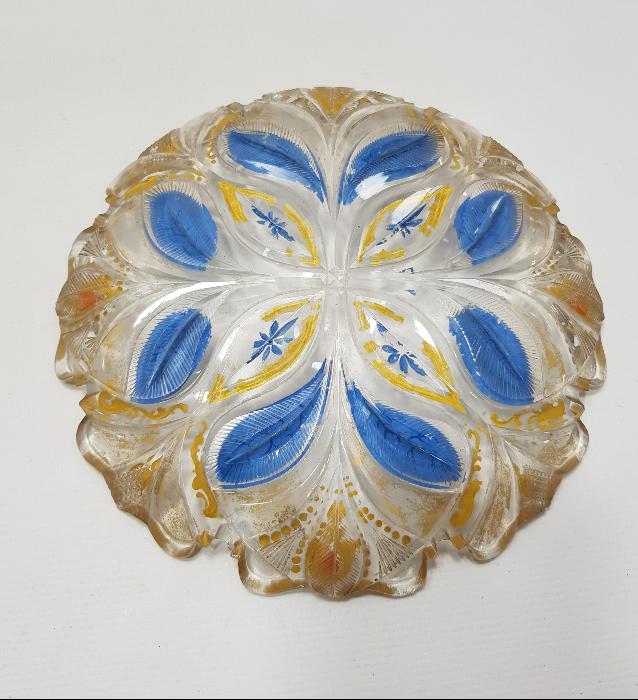 OSMANLI DÖNEMİ ALTIN YALDIZLI KRİSTAL CAM TABAK 