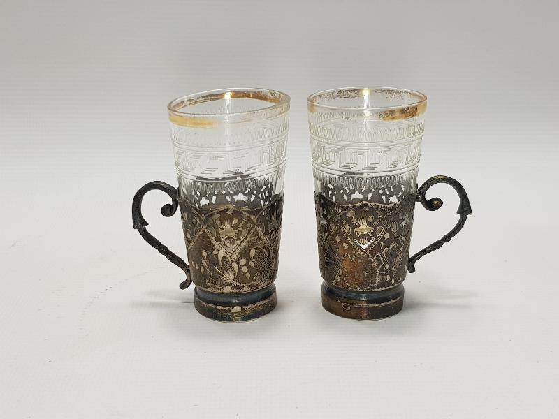 OSMANLI DÖNEMİ BARDAKLARIYLA BİRLİKTE BİR ÇİFT GÜMÜŞ ISTAKA 