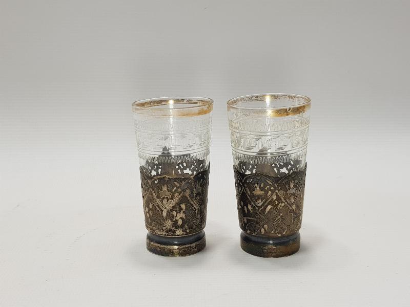 OSMANLI DÖNEMİ BARDAKLARIYLA BİRLİKTE BİR ÇİFT GÜMÜŞ ISTAKA 