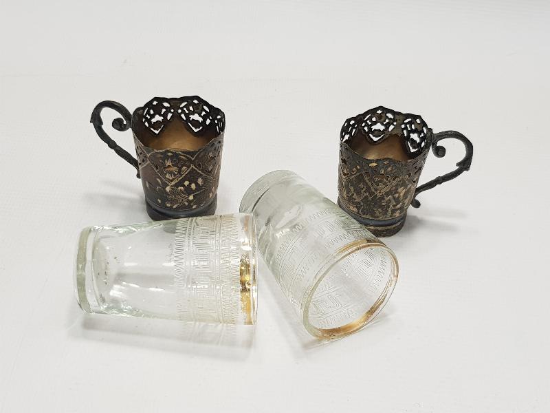 OSMANLI DÖNEMİ BARDAKLARIYLA BİRLİKTE BİR ÇİFT GÜMÜŞ ISTAKA 