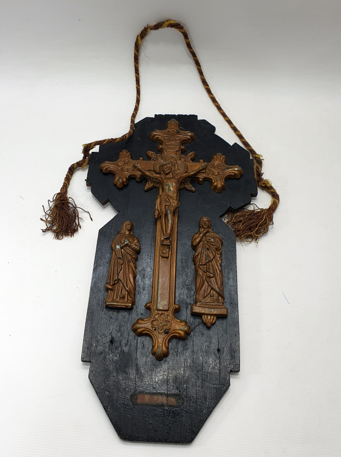 OSMANLI DÖNEMİ RUM İŞİ AHŞAP ÜZERİ BRONZ İKONA