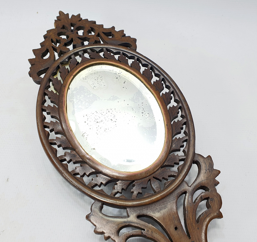 OSMANLI DÖNEMİ AHŞAP VE LALE MOTİFLİ GELİN İŞİ EL AYNASI