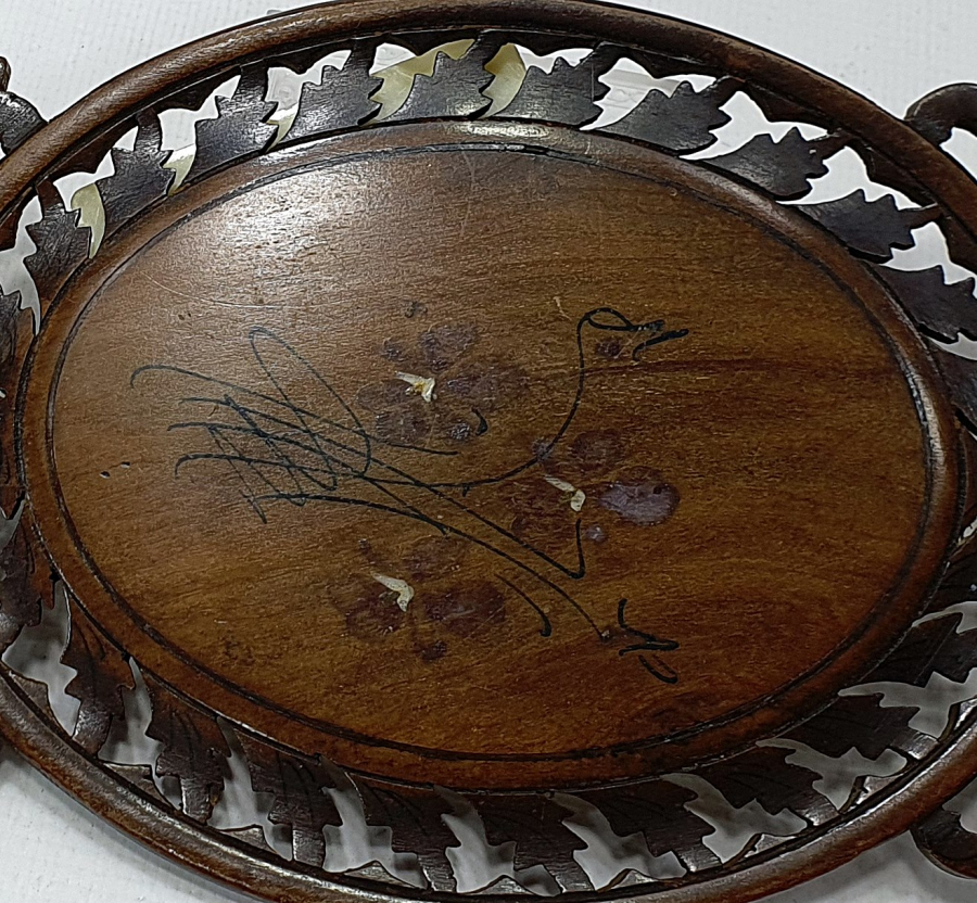 OSMANLI DÖNEMİ AHŞAP VE LALE MOTİFLİ GELİN İŞİ EL AYNASI