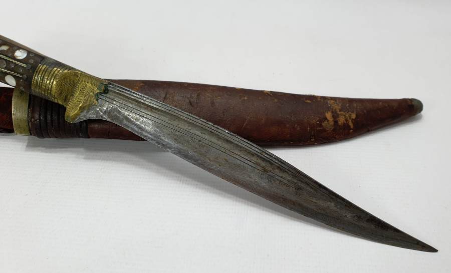 OSMANLI DÖNEMİ SAPI GÜMÜŞ VE SEDEF İŞÇİLİKLİ KABADAYI KAMASI