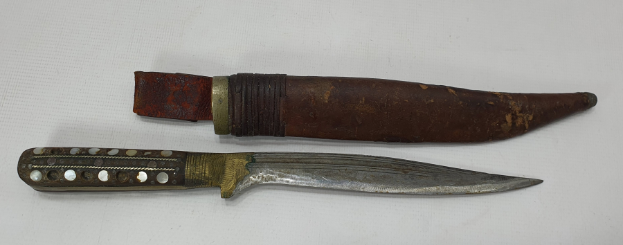 OSMANLI DÖNEMİ SAPI GÜMÜŞ VE SEDEF İŞÇİLİKLİ KABADAYI KAMASI