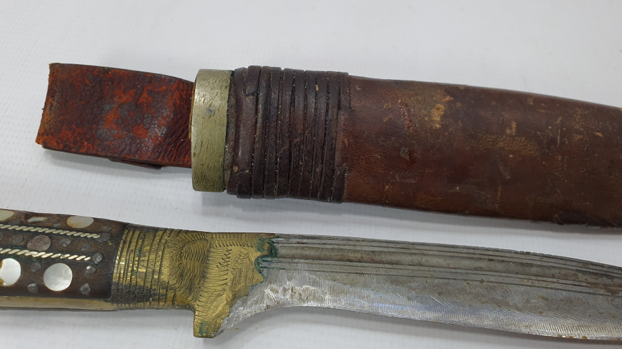 OSMANLI DÖNEMİ SAPI GÜMÜŞ VE SEDEF İŞÇİLİKLİ KABADAYI KAMASI