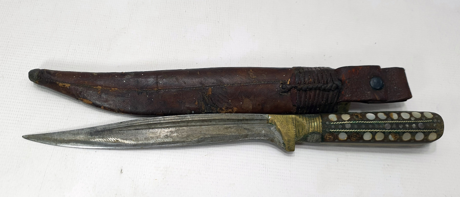 OSMANLI DÖNEMİ SAPI GÜMÜŞ VE SEDEF İŞÇİLİKLİ KABADAYI KAMASI