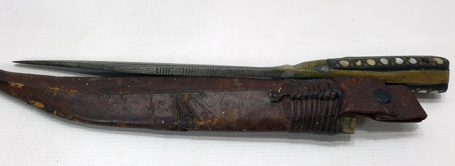 OSMANLI DÖNEMİ SAPI GÜMÜŞ VE SEDEF İŞÇİLİKLİ KABADAYI KAMASI