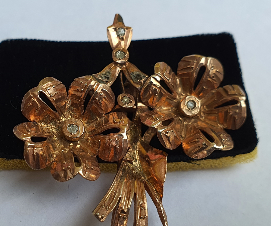 OSMANLI DÖNEMİ ÖZEL YAPIM ELMAS TAŞLI ALTIN BROŞ