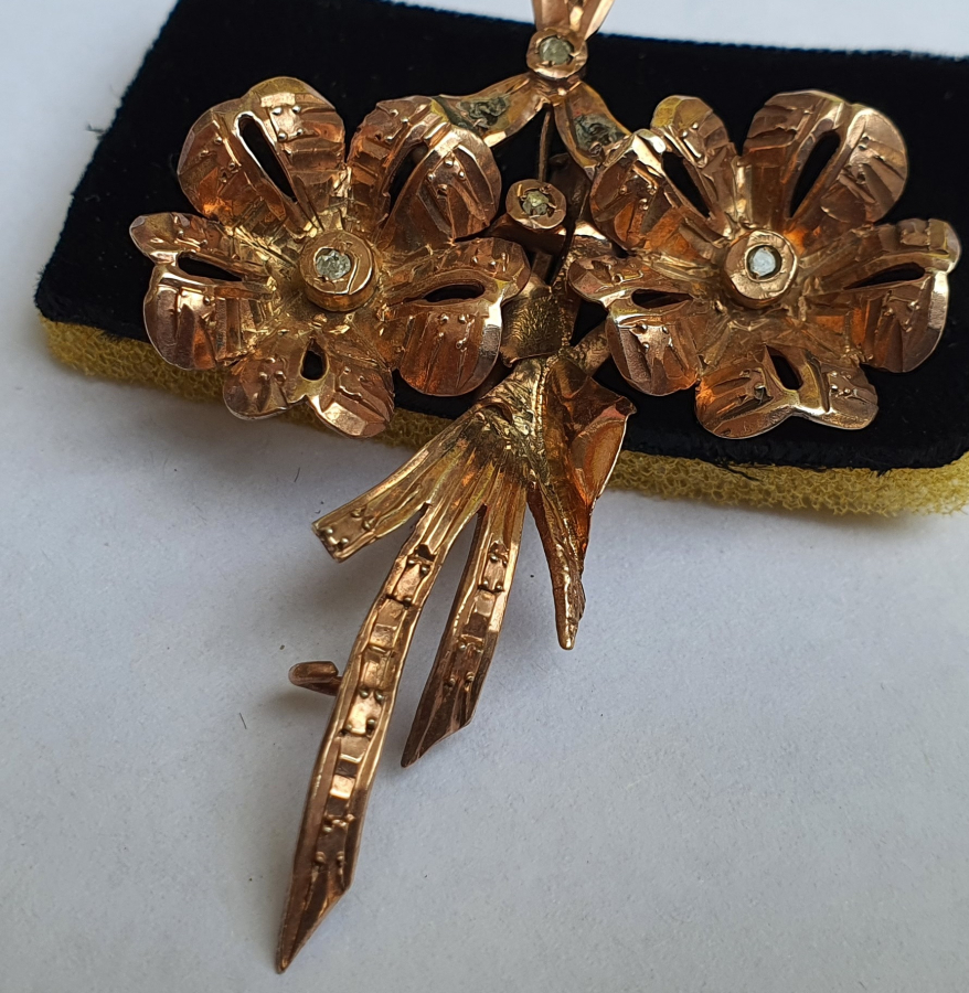 OSMANLI DÖNEMİ ÖZEL YAPIM ELMAS TAŞLI ALTIN BROŞ