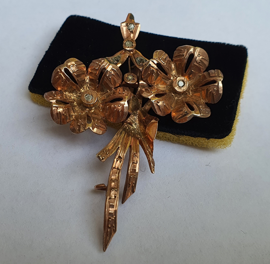 OSMANLI DÖNEMİ ÖZEL YAPIM ELMAS TAŞLI ALTIN BROŞ