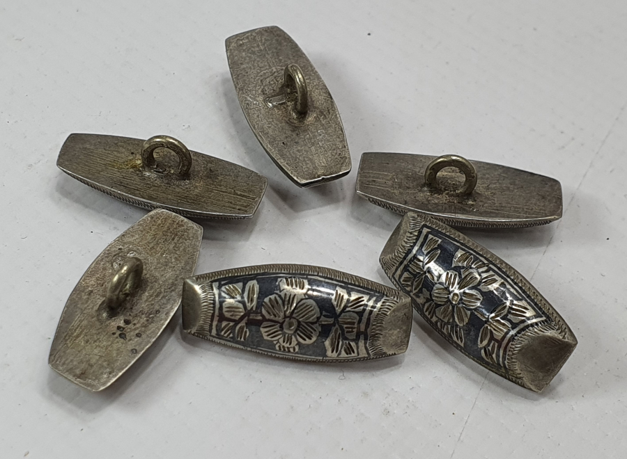 OSMANLI DÖNEMİ SAVAT İŞÇİLİKLİ TAM TAKIM GÜMÜŞ ÇERKES KAFTAN DÜĞMELERİ