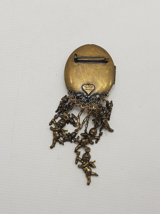 MELEK FİGÜRLÜ HIRİSTİYAN İŞİ ANTİKA RESİMLİK BROŞ