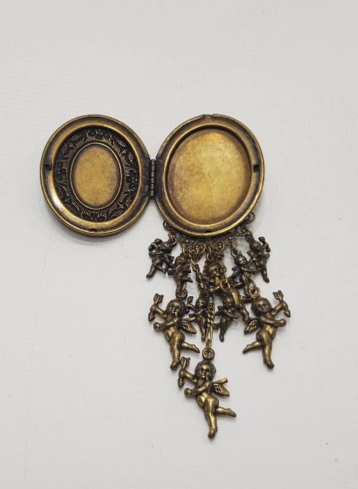 MELEK FİGÜRLÜ HIRİSTİYAN İŞİ ANTİKA RESİMLİK BROŞ