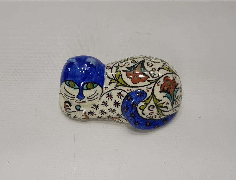 SITKI OLÇAR İMZALI KÜTAHYA SERAMİK KEDİ BİBLOSU 